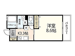 PLEINSOLEIL仁保A棟 1階1Kの間取り