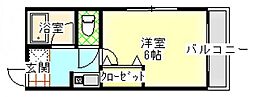 プリマヴェール矢野 2階1Kの間取り