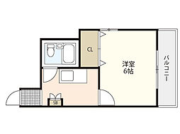 KENSEI8 2階1DKの間取り