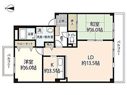 フォブール山田 3階2LDKの間取り