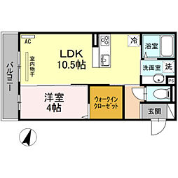 プレーゴ東雲本町 2階1LDKの間取り