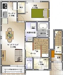 シャレーコーセイ四番館 2階1LDKの間取り