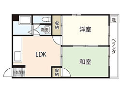 松本レヂデンス 2LDKの間取図画像