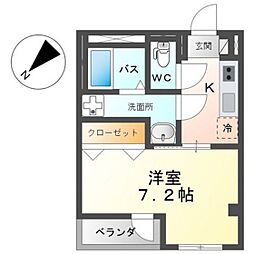 NAミナミ 4階1Kの間取り