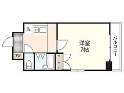 ラ・プラージュ段原 5階1Kの間取り