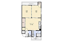 パルコパールII 1階2DKの間取り