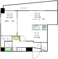 ロータスアネックス 4階1LDKの間取り