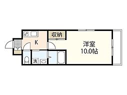 ＷＩＮＧ平野町 3階1Kの間取り