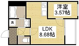 エフコート1 1階1LDKの間取り