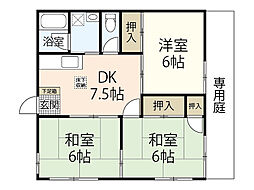 ドゥーブルINミユキ 3DKの間取図画像