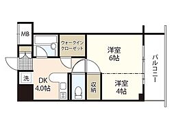 ラポール中島 1Kの間取図画像
