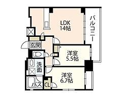 ライオンズ国泰寺グランアクシス 2LDKの間取図画像