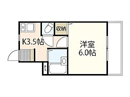 フルーレ矢野 1Kの間取図画像
