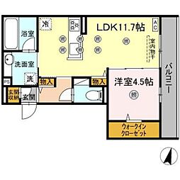 フィオーレ 1LDKの間取図画像