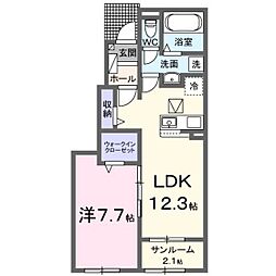 ドゥジェム 1LDKの間取図画像
