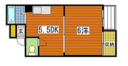 コーポラス丸吉 1DKの間取図画像