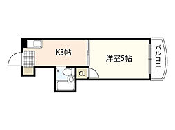 アクアコート宇品2 1Kの間取図画像