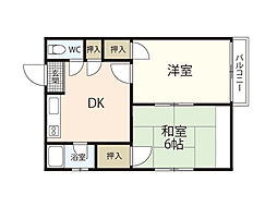 グラーツ天水 2DKの間取図画像