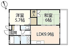 Y'sガーデン 2LDKの間取図画像