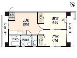 川本ビル 2LDKの間取図画像