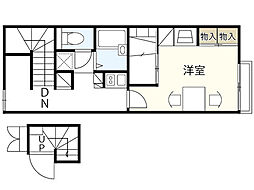 レオパレスレーブシャトー 1Kの間取図画像