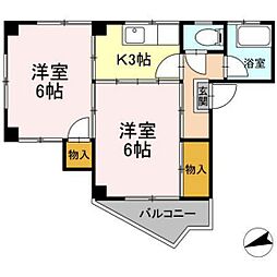 中迫ハイツ 2Kの間取図画像