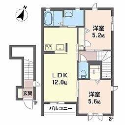 BearHillマチダ 2LDKの間取図画像