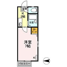 シティハイムミヤケ1 1Kの間取図画像