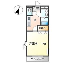サンモールハイツ 1Kの間取図画像