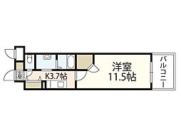 ロアール松川町 1Kの間取図画像