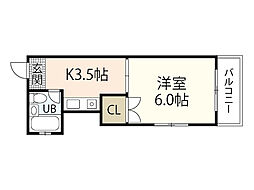 ヴィラ翠町 1Kの間取図画像