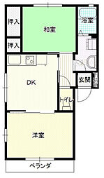 パインハウスA 2DKの間取図画像