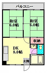 コーポ宮本 2DKの間取図画像