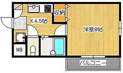 グリーンメゾン 1Kの間取図画像