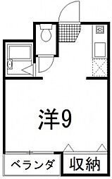 ヴェロクレスト 1Kの間取図画像
