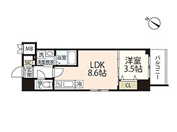 S-RESIDENCE広島駅enable 1LDKの間取図画像