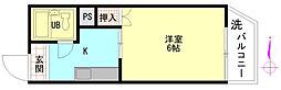 メゾン羽衣 1Kの間取図画像