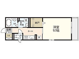 アークササキ 1Kの間取図画像