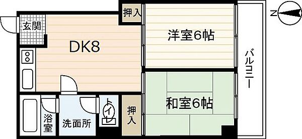 メゾン萩 ｜広島県広島市西区南観音1丁目(賃貸マンション2DK・2階・46.20㎡)の写真 その2