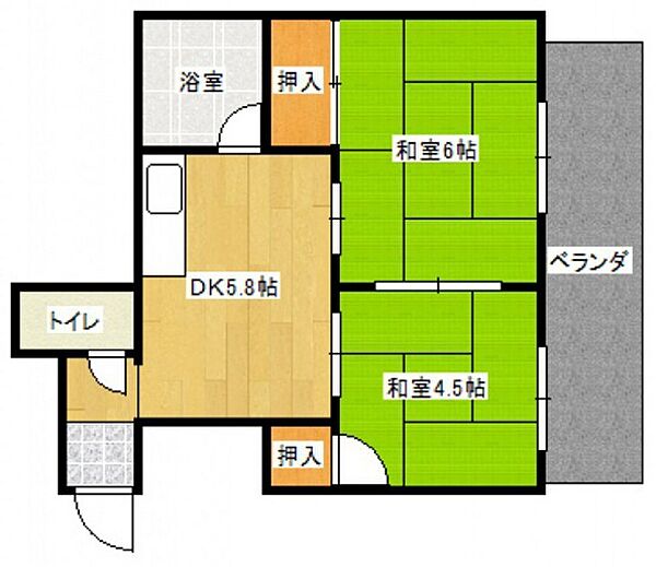 秋田マンション ｜広島県広島市中区広瀬町(賃貸マンション2DK・3階・41.00㎡)の写真 その2