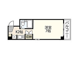 クリエーション中広 3階1Kの間取り