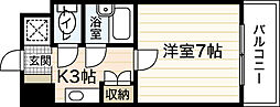 オブジェ牧本 1Kの間取図画像