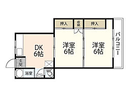 島モータービル 3階2DKの間取り
