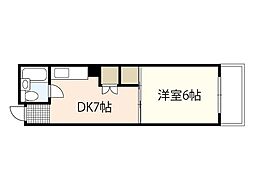 和秀舟入本町ビル 2階1DKの間取り
