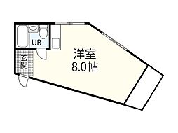 アスプロパラティII 2階ワンルームの間取り