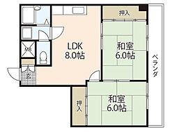 コーポナマタメ 2LDKの間取図画像