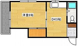大宮グリーンコーポ 4階1DKの間取り