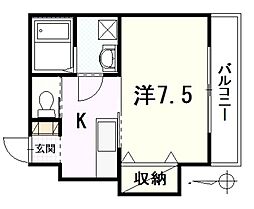 波田ビル5 1階1Kの間取り