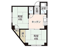 金原ビル 2DKの間取図画像