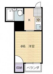 プレアール舟入 2階1Kの間取り